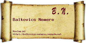 Balkovics Nemere névjegykártya